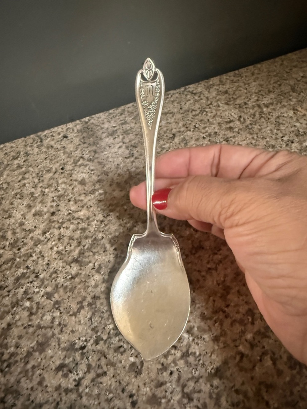 Antique Monogrammed Silver Plated Jelly Server - Art Nouveau Floral Pattern